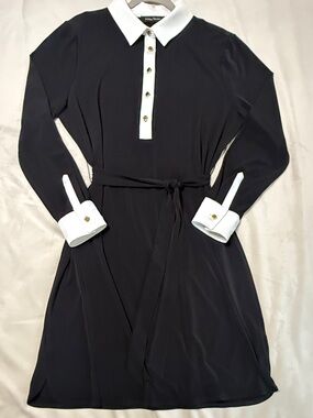 Ivanka Trump Black Dress with White Collar & Cuffs